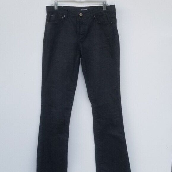 GF Ferre Black Coated Wide Leg Jeans Size 31 Low Rise GianFranco - Picture 13 of 13